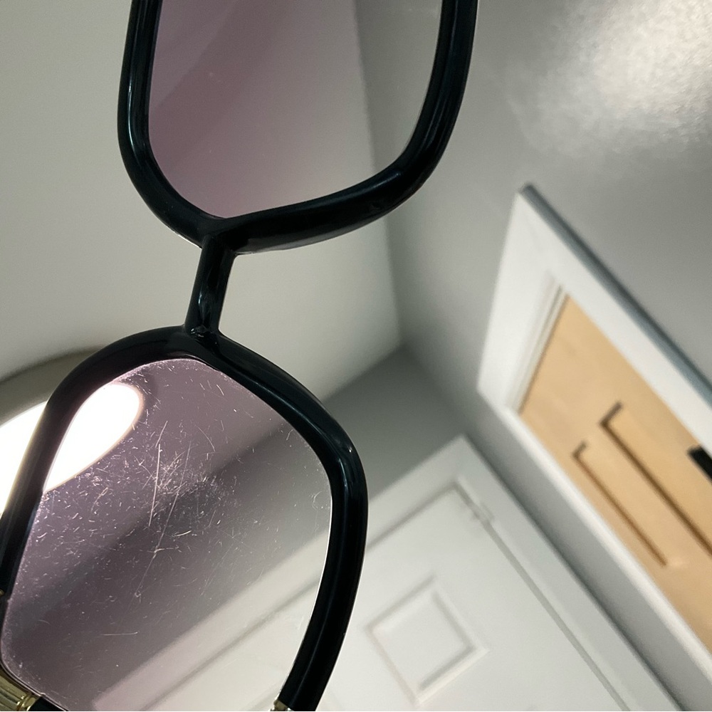 Vintage Ted Lapidus Black and Gold Oversized Women's Sunglasses - Picture 7 of 7